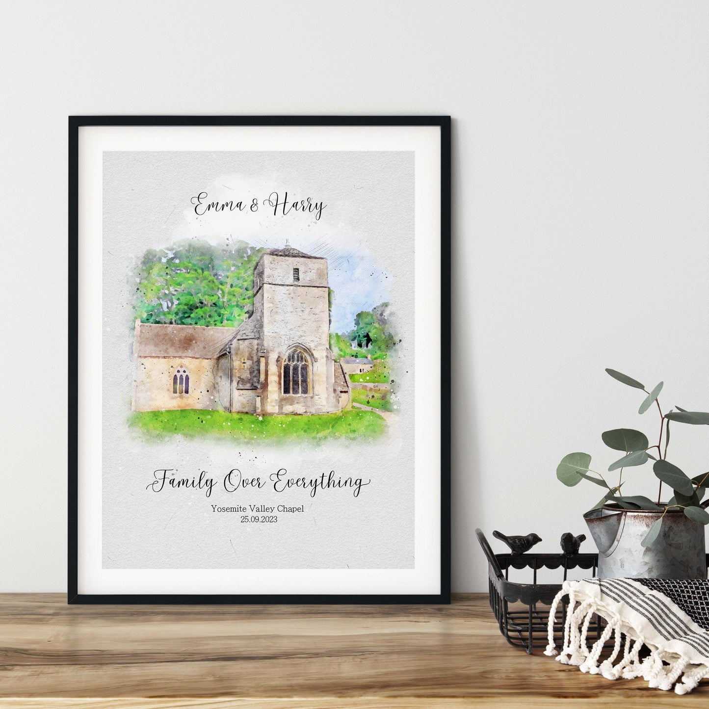 Custom Wedding Venue Print, Personalised Couple Gift, Painting from Photo