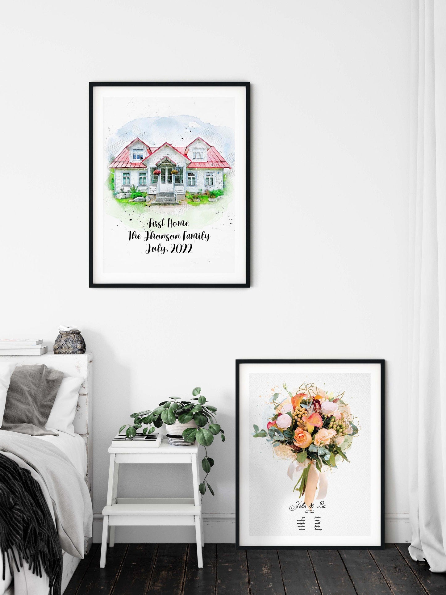 Couple Custom Gift for Anniversary Wedding Venue Personalised Print, Commission Art, Church Portrait, Watercolor Custom Drawing from Photo