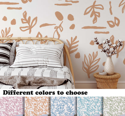 Leaves Brown Wall Decals Boho Leaf Stickers, LF070