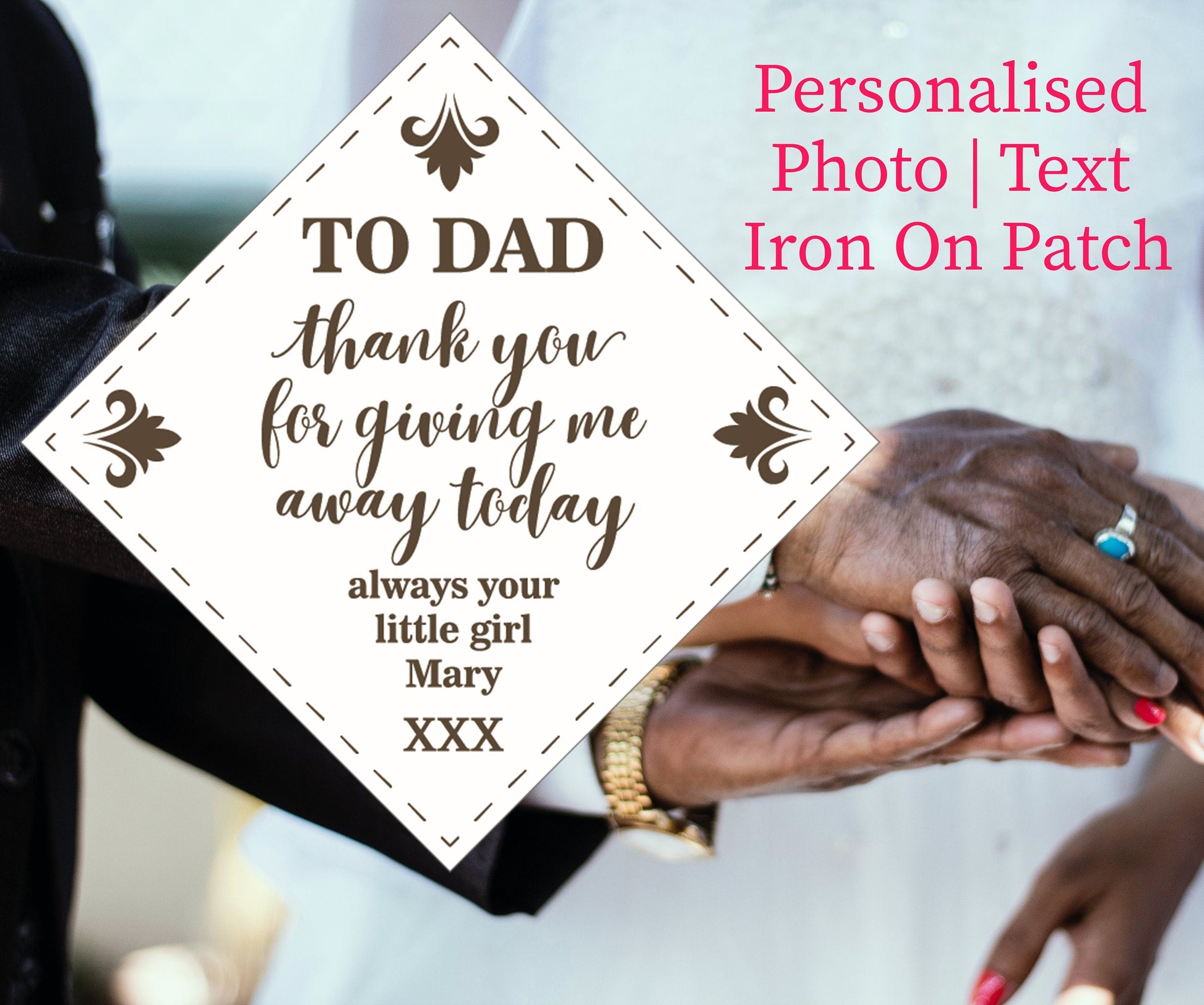 I Love You First Dad Personalised Tie Thank you Label iron on patch Father Necktie Wedding Suit Gift, LF646