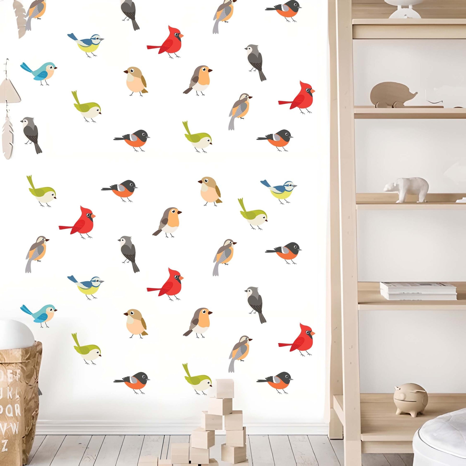 Birds Wall Decals Colorful Rainbow Kid's Playroom Bathroom Nursery Sticker, LF565